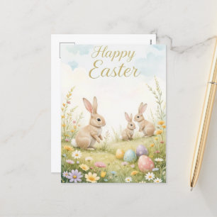 Pastel Bunny Paaslente Feestdagenkaart