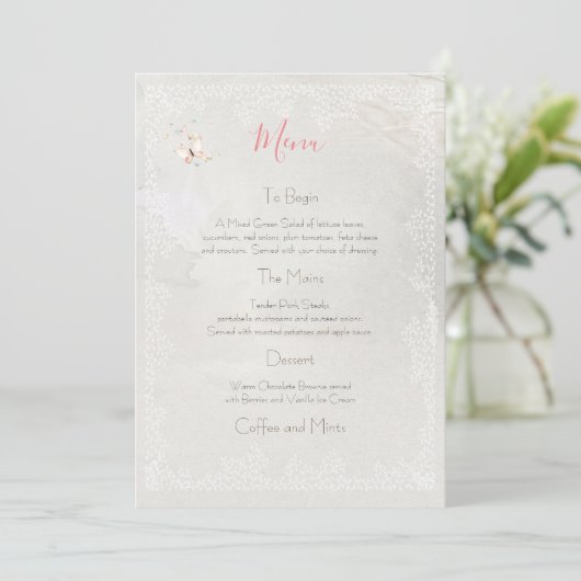 Pastel Butterflies Design, Menu Mariage (Debout devant)