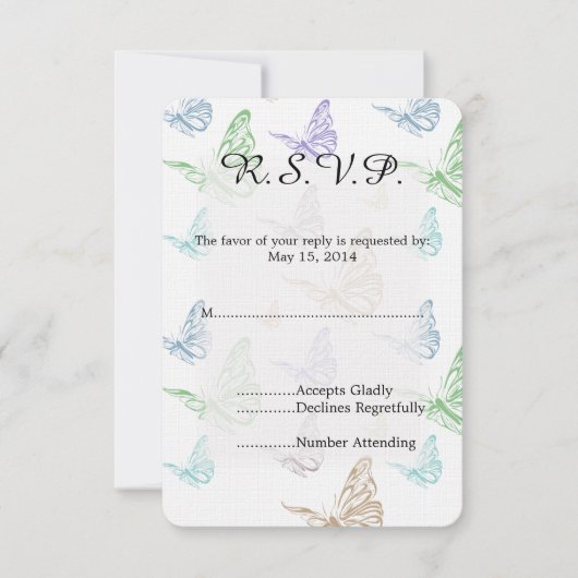 Pastel Butterflies Mariage RSVP (Devant)