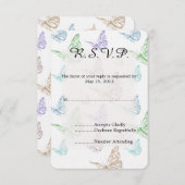 Pastel Butterflies Mariage RSVP (Devant / Derrière)