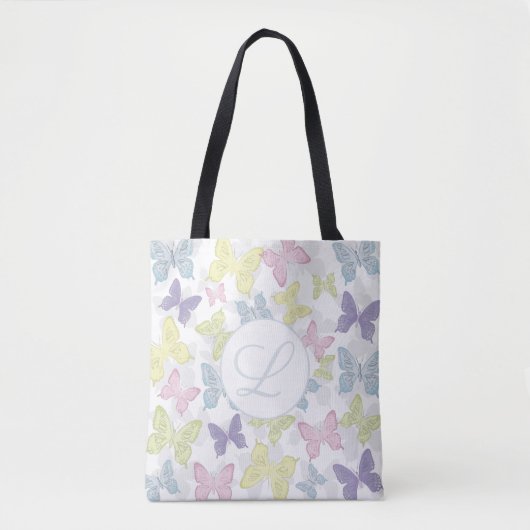 Pastel Butterflies Pattern All-Over-Print Canvas t Draagtas (Voorkant)