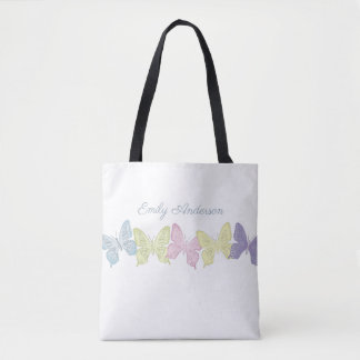 Pastel Butterflies Pattern All-Over-Print Canvas t Draagtas