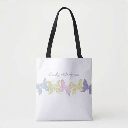 Pastel Butterflies Pattern All-Over-Print Canvas t Draagtas (Voorkant)