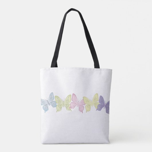 Pastel Butterflies Pattern All-Over-Print Canvas t Draagtas (Achterkant)