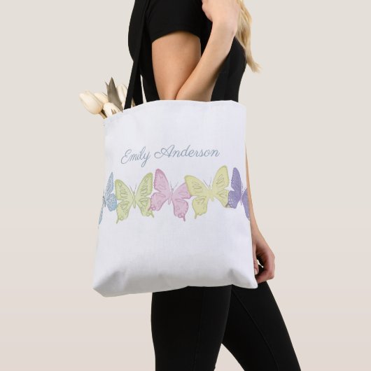 Pastel Butterflies Pattern All-Over-Print Canvas t Draagtas (Dichtbij)