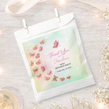 Pastel Butterfly Baby Girl Birthday Favor Bags