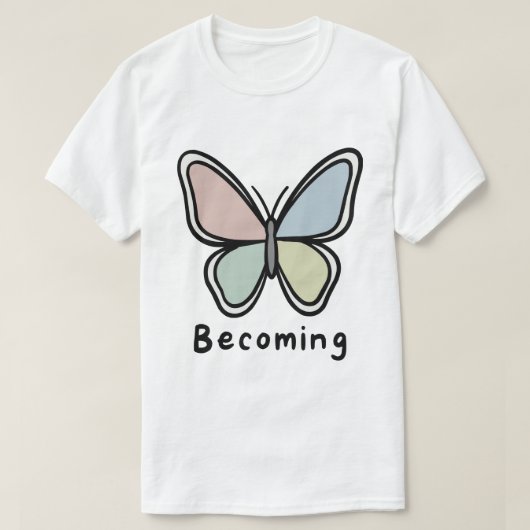 Pastel Butterfly Becoming T-shirt (Design voorkant)