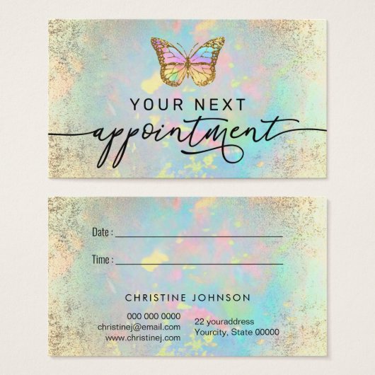 pastel butterfly faux - folie visitekaartje (Voorkant /achterkant)