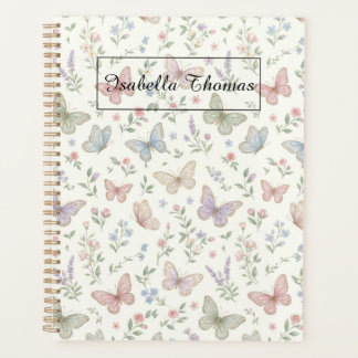 Pastel Butterfly Floral Notebook Cover Background Planner