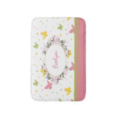 Pastel Butterfly Pattern met Flowers and Name Bat Badmat (Voorkant Verticaal)