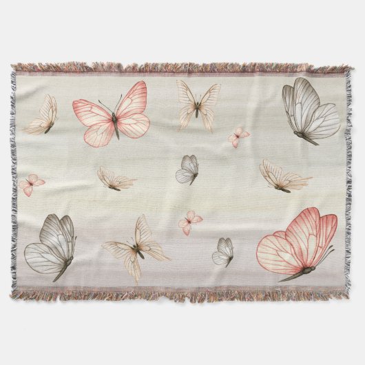Pastel Butterfly Whimsical Boho Gooi Deken (Voorkant)