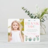 Pastel Cactus Carte de remerciements de Girl (Debout devant)