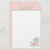 Pastel Cactus Personal Briefpapier (Voorkant / Achterkant)