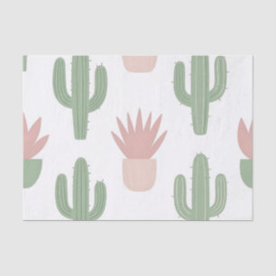 Pastel Cactus Succulent Patroon Tissuepapier