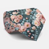 Pastel Camellias & Dusty Miller Seamless Botanical Stropdas (Opgerold)