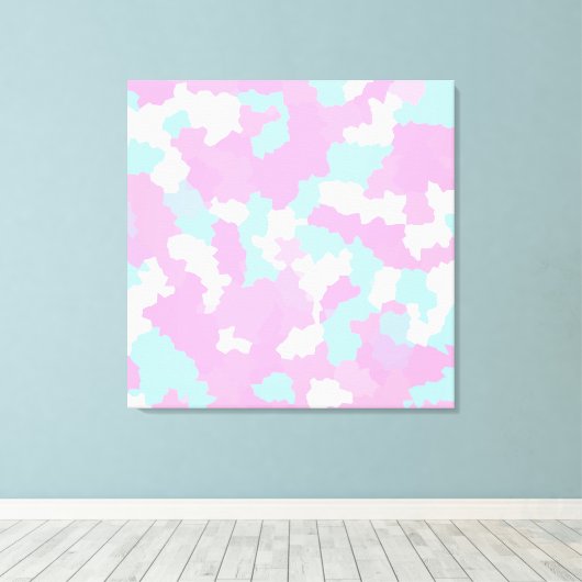 Pastel Camouflage Abstract kunstpatroon Canvas Afdruk (Insitu (Houten vloer))
