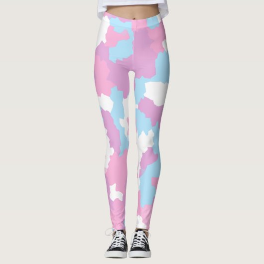 Pastel Camouflage Abstract kunstpatroon Leggings (Voorkant)