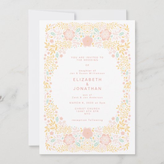 Pastel Candy Floral Faire-part de mariage (Devant)