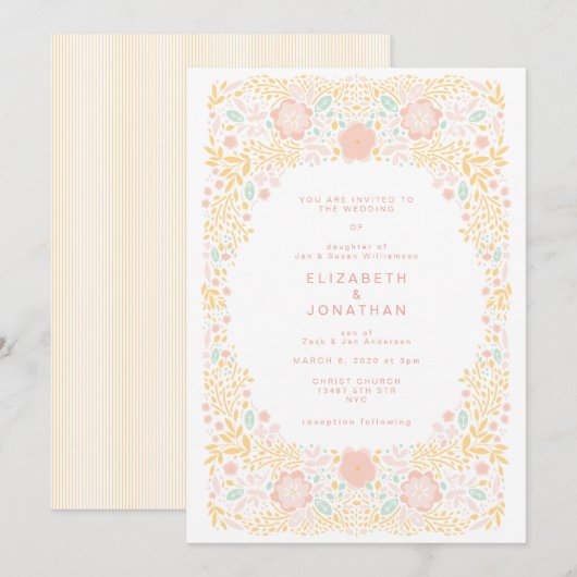 Pastel Candy Floral Faire-part de mariage (Devant / Derrière)