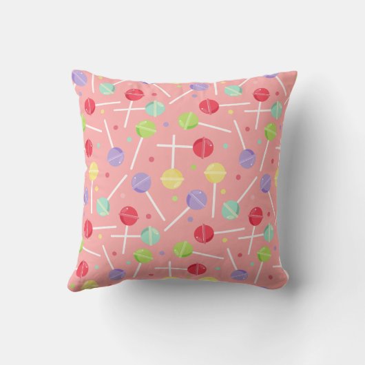 Pastel Candy Lollipop Patterned Pink Kussen (Achterkant)