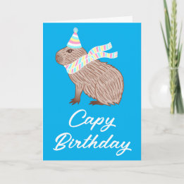 Pastel Capy Birthday Funny Capybara Lover Kaart