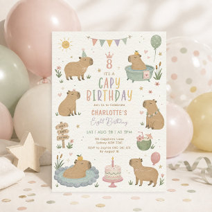 Pastel Capybara Meisje Verjaardag: Capy Verjaardag Kaart