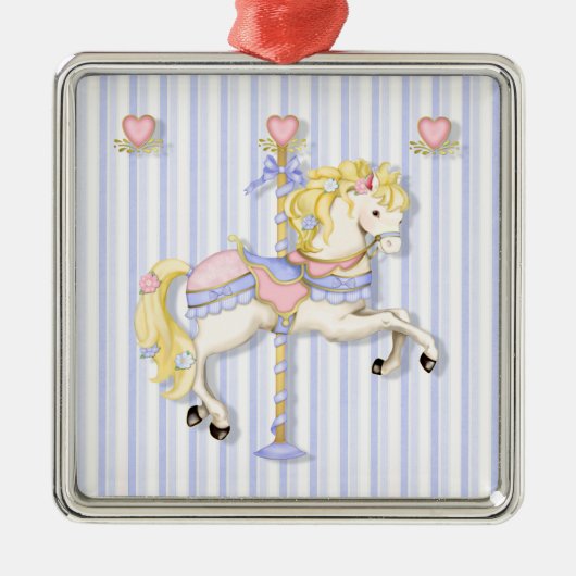 Pastel Carousel Pony Metalen Ornament (Voorkant)
