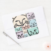 Pastel Cat Faces Vierkante Sticker (Envelop)