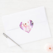 Pastel Cat hartvormige Sticker (Envelop)