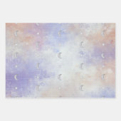 Pastel Celestial Crescent Moon & Star - 3 x Inpakpapier Vel (Voorkant)