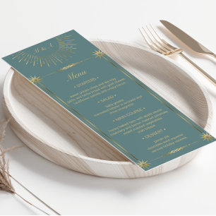 Pastel Celestial Gold Mariage Dîner Carte Menu