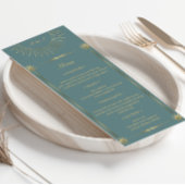 Pastel Celestial Goud Bruiloft Diner Menu Kaart