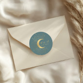 Pastel Celestial Gouden Maan Bruiloft Ronde Sticker