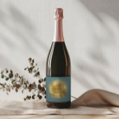 Pastel Celestial Gouden Maan Save The Date Sparkling Wijnetiket