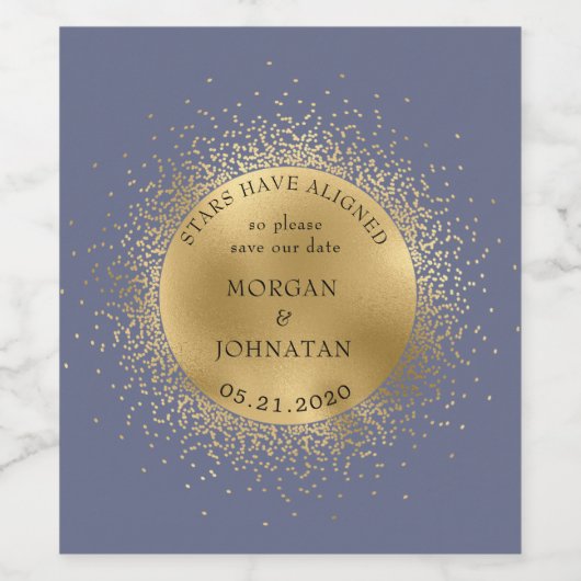 Pastel Celestial Gouden Maan Save The Date Wijn Etiket (Enkel label)