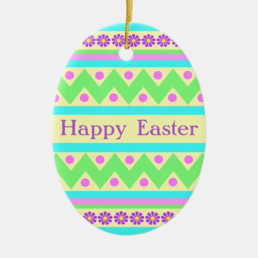Pastel Ceramic Easter Egg Ornament (Voorkant)