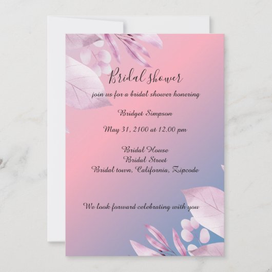 Pastel cerry fleurie douche nuptiale Invitation (Devant)