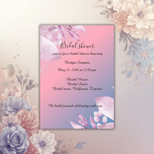 Pastel cerry fleurie douche nuptiale Invitation
