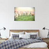 Pastel Charolais runderen in de wei Canvas Afdruk (Insitu (Slaapkamer))