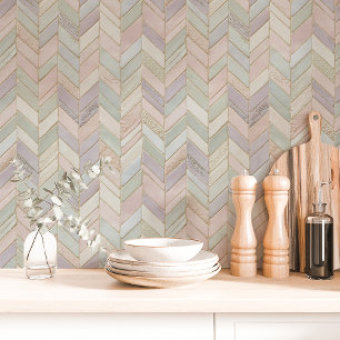 Pastel Chevron Marmer Tegeltje Behang
