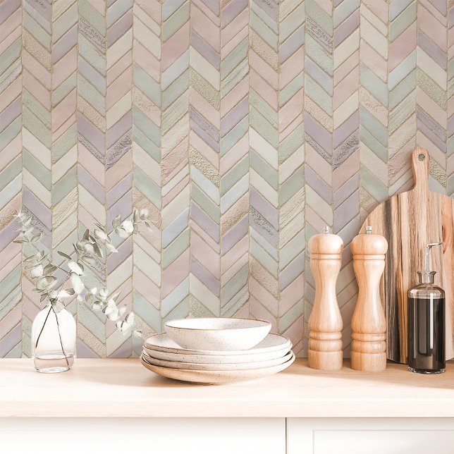 Pastel Chevron Marmertegel Behang (Creator heeft geüpload)