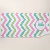 Pastel Chevron Monogram Beach Handdoek (Voorkant)