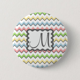 Pastel Chevron with Monogram by Shirley Taylor Ronde Button 5,7 Cm