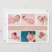 Pastel Chic Baby Fotocollage Aankondigingskaart Kaart (Voorkant)