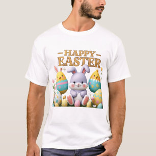 Pastel Chick and Bunny in Egg Joyeux T-shirt de Pâ