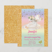 Pastel Child's Gold Unicorn Pegasus Rainbow budget (Voorkant / Achterkant)