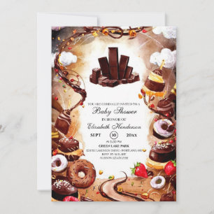 Pastel Chocolade Baby shower Kaart