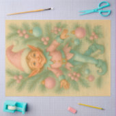 Pastel Christmas Elf Ornament Decoupage Tissuepapier (Craft)
