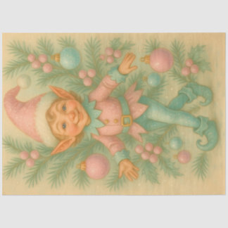 Pastel Christmas Elf Ornament Decoupage Tissuepapier
