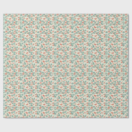 Pastel Christmas Holly & Winter Foliage Pattern Cadeaupapier